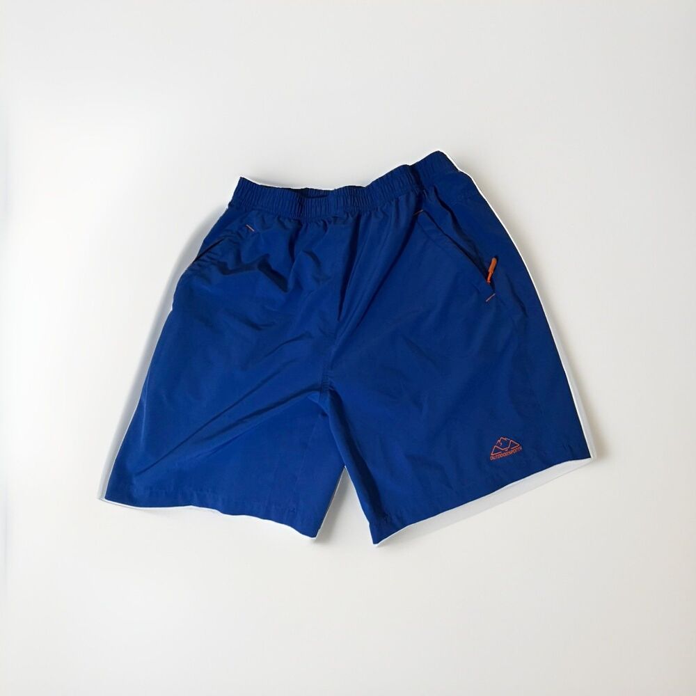 Outdoorsports Athletic Shorts Mens L Blue Zip Pocket Active
